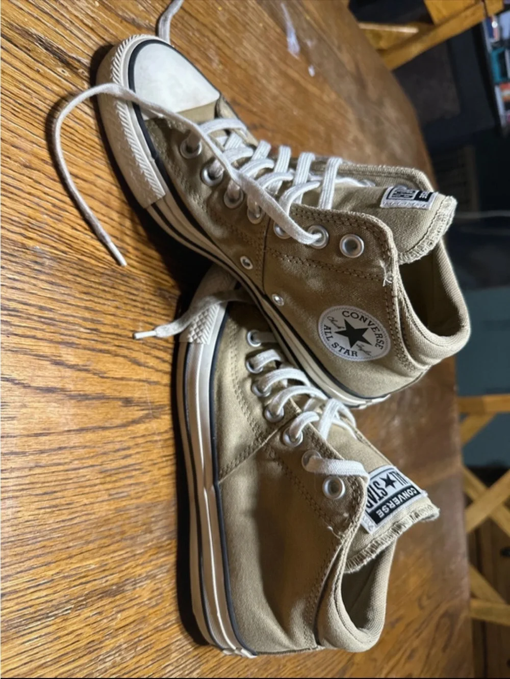 Converse High Top Sneakers in Khaki and White